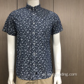 Camisa masculina 100% algodão estampada com botões